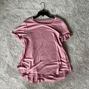 purple t shirt with sweater look